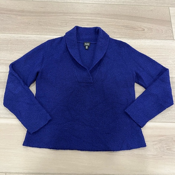Eileen Fisher Sweaters - Eileen Fisher Deep Cobalt V-Neck Shawl Collar Sweater